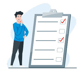 Dentista con lista de verificación